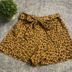 A new day leopard paper bag tie waist shorts